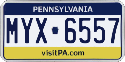 PA license plate MYX6557