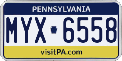 PA license plate MYX6558
