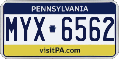 PA license plate MYX6562