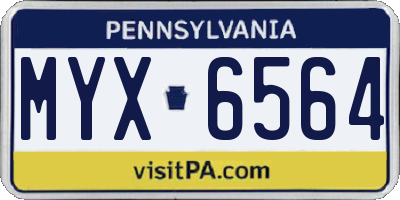 PA license plate MYX6564