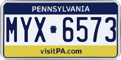 PA license plate MYX6573