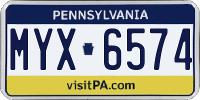 PA license plate MYX6574
