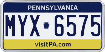 PA license plate MYX6575