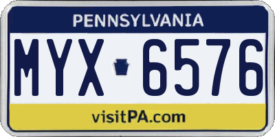 PA license plate MYX6576