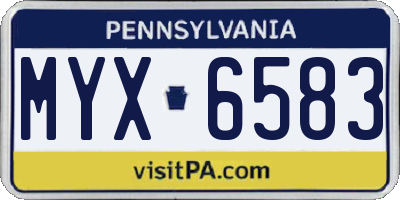 PA license plate MYX6583