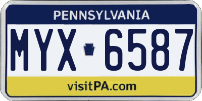 PA license plate MYX6587