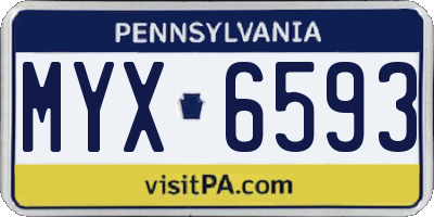 PA license plate MYX6593