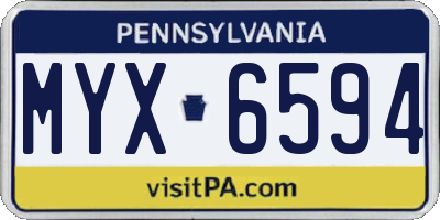 PA license plate MYX6594
