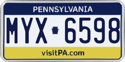 PA license plate MYX6598