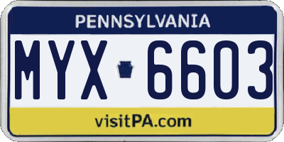 PA license plate MYX6603