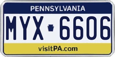 PA license plate MYX6606