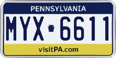 PA license plate MYX6611