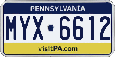PA license plate MYX6612