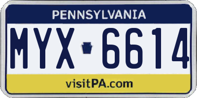 PA license plate MYX6614