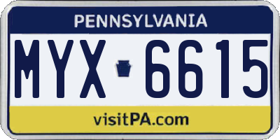 PA license plate MYX6615