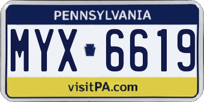 PA license plate MYX6619