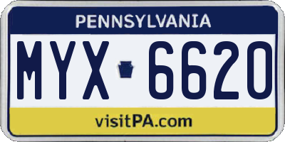 PA license plate MYX6620