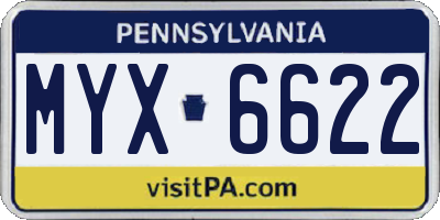 PA license plate MYX6622
