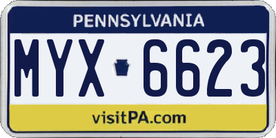 PA license plate MYX6623