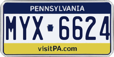 PA license plate MYX6624
