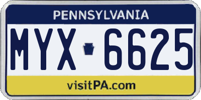 PA license plate MYX6625