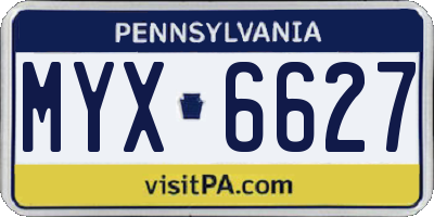 PA license plate MYX6627