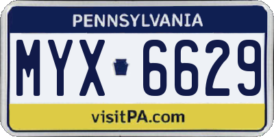 PA license plate MYX6629
