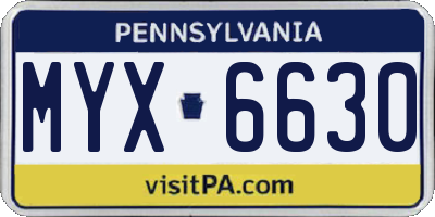 PA license plate MYX6630