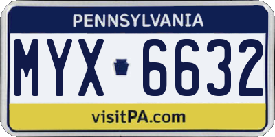 PA license plate MYX6632