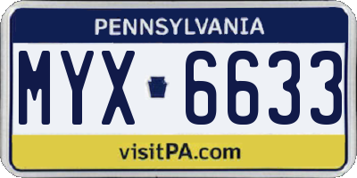 PA license plate MYX6633