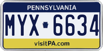 PA license plate MYX6634