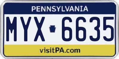 PA license plate MYX6635