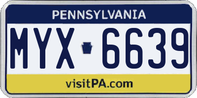 PA license plate MYX6639