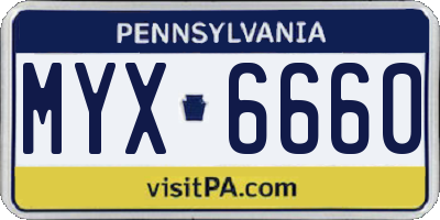PA license plate MYX6660