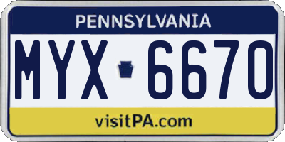 PA license plate MYX6670