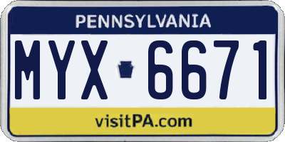 PA license plate MYX6671