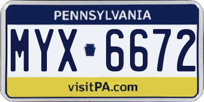 PA license plate MYX6672