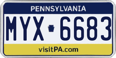 PA license plate MYX6683