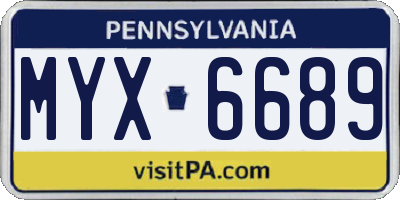 PA license plate MYX6689