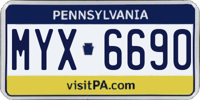 PA license plate MYX6690