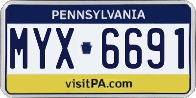 PA license plate MYX6691