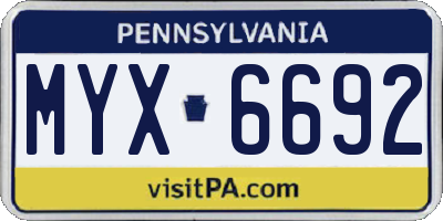 PA license plate MYX6692