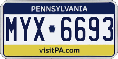 PA license plate MYX6693