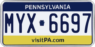 PA license plate MYX6697