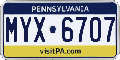PA license plate MYX6707