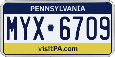 PA license plate MYX6709