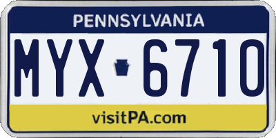 PA license plate MYX6710
