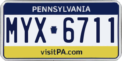 PA license plate MYX6711