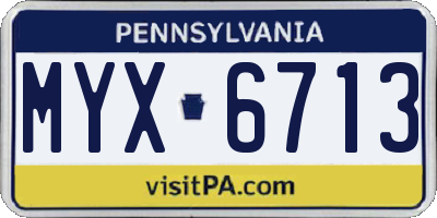 PA license plate MYX6713