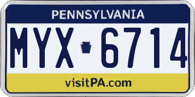PA license plate MYX6714